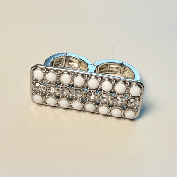 Vintage Double-Finger Horizontal/Rectangular Bar Design Ring - Picture 2 of 9